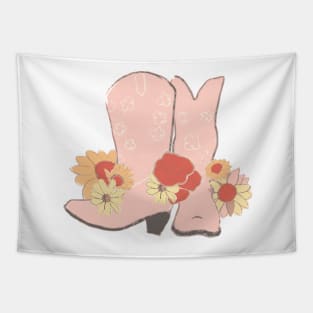 Pink Boots and Flowers Tapestry