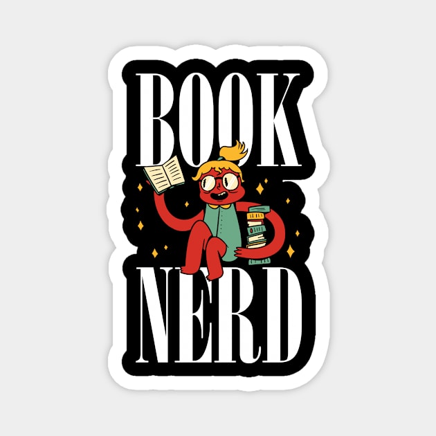 Book Nerd Funny Reading Gift Magnet by CatRobot