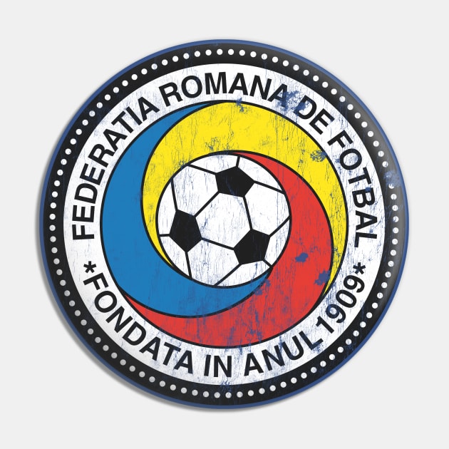 Romania Soccer // Vintage Faded Style Flag Design Pin by DankFutura