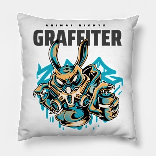 Rabbit Animal Rights Graffiter Pillow