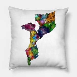 Spirograph Patterned Mozambique Administrative Provinces Map Pillow