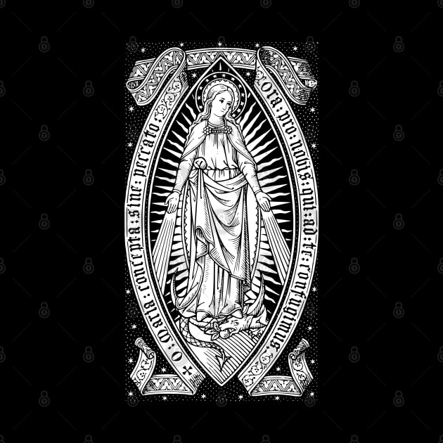 Virgin Mary Catholic Vintage Engraving by Beltschazar