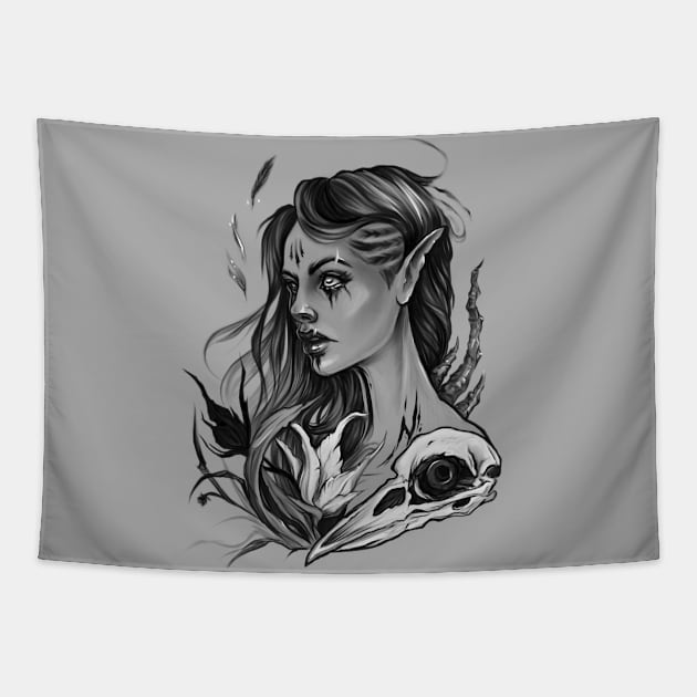 Raven sorceress Tapestry by BTW-byMargo