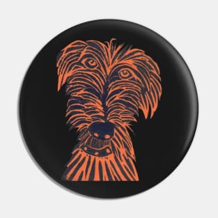 Dog. Scruffy Mutt, Orange. Pin