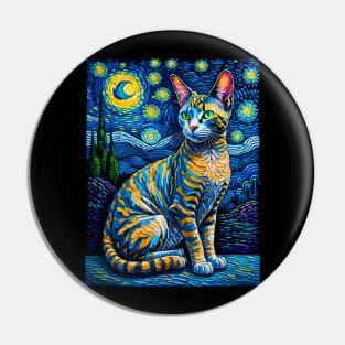 The Devon Rex Cat in starry night Pin