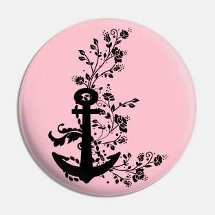 Anchor flowers vintage Pin