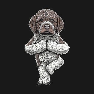 Lagotto Romagnolo Yoga Dog Puppy Funny Dogs Tree Pose Asana T-Shirt