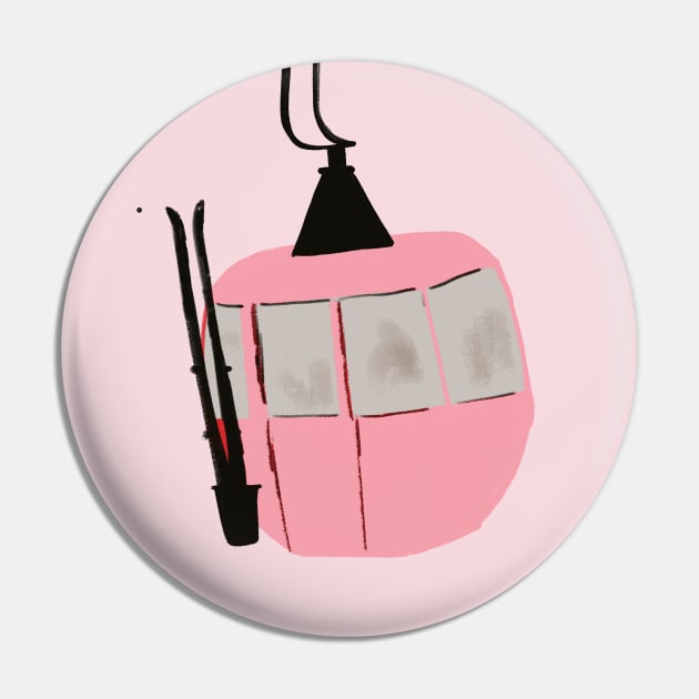 Pink Retro Ski Lift Gondola Pin by LittleForest