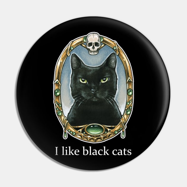 I Like Black Cats Pin by Nat Ewert Art