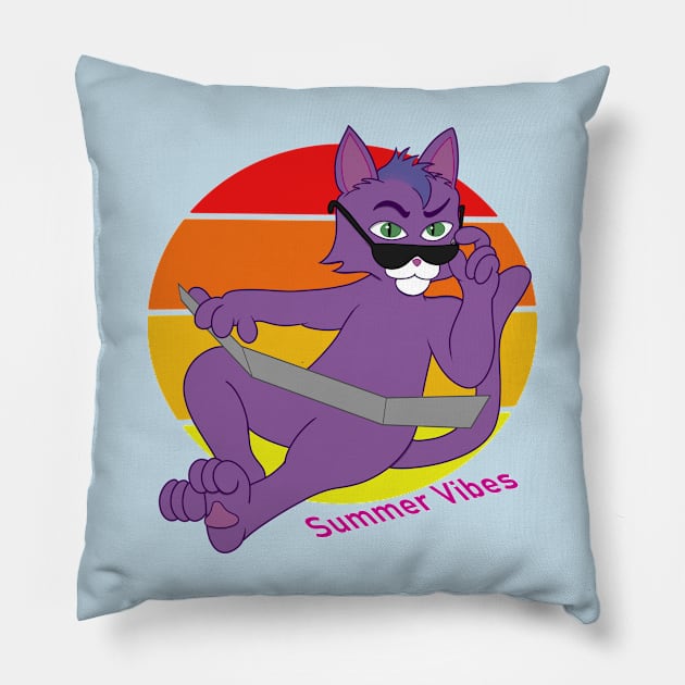 Kitty Vibes Pillow by Slightly Animated