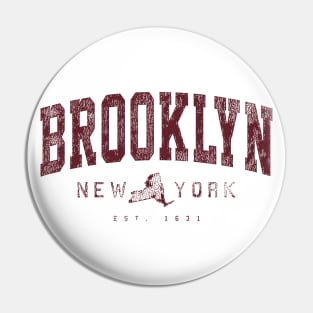 Brooklyn NY Arched Distressed Retro Print Pin
