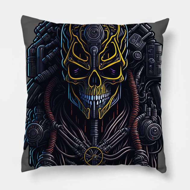 Cyborg Heads S03 D54 Pillow by Houerd