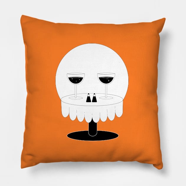 halloween date table illusion vector art skull Pillow by tita