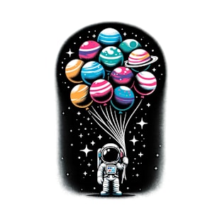 Astronaut and Planets Balloon Adventure Space Galaxy T-Shirt