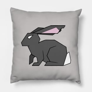 Angled rabbit - grey Pillow