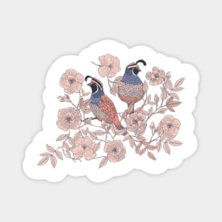 Quail and Wild Roses Magnet