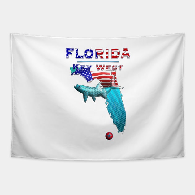 Florida Key West Tarpon II Tapestry by MikaelJenei