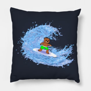 Teddy bear surfing Pillow