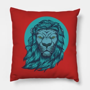 lion blue head illustration Pillow