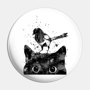 Peeking cat and Magpie Pin