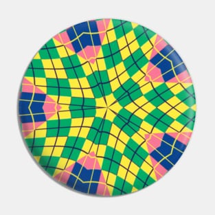 Colorful Kaleidoscope Checkered Design Pin