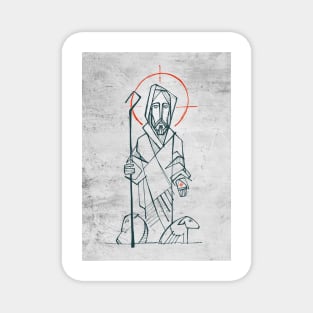 Jesus Christ Good Shepherd ink illustration Magnet