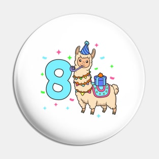 I am 8 with Lama - kids birthday 8 years old Pin