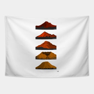 Washington Cascade Volcanoes Red Orange Gold Tapestry