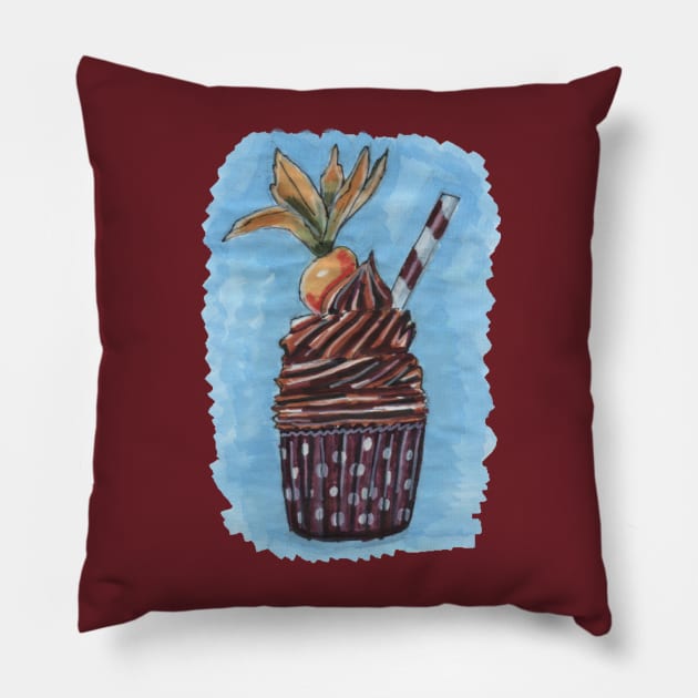 Chocolate Cupcake with Carrot Pillow by Mila-Ola_Art