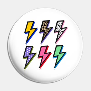 Lightning Bolts Set in Bright Colours and Animal Print Spots ' Pin