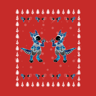 Protogen Christmas Blue Head and Tree furry fursuit pattern T-Shirt