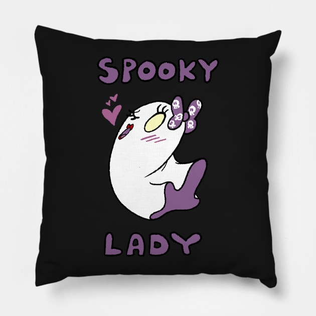 Spooky Lady Pillow by JenjoInk