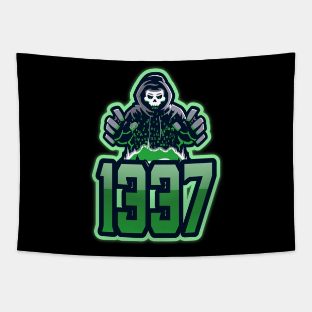 Cyber security - 1337 Hacker Green Tapestry by Cyber Club Tees