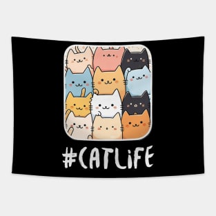 Hashtag CATLIFE Cat Photo Tapestry