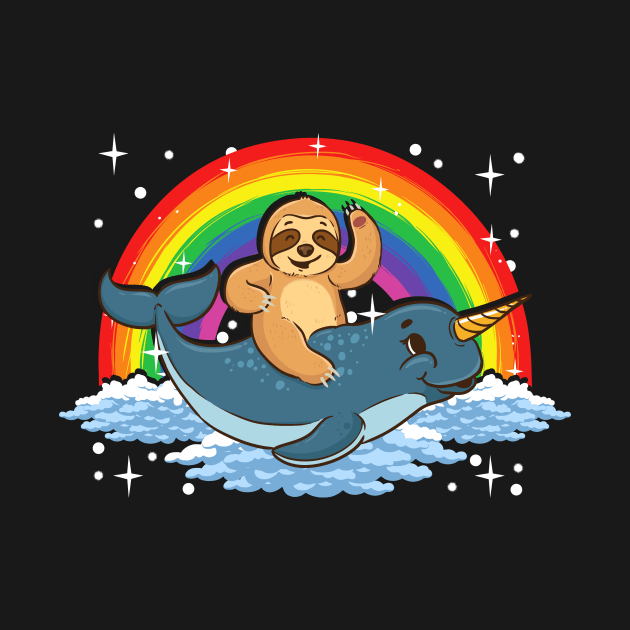 Sloth Riding Narwhal Adorable Unicorn Of The Sea by theperfectpresents