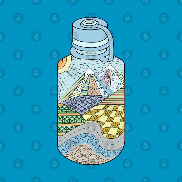 Mountain Water Bottle Doodle by IndigoLark