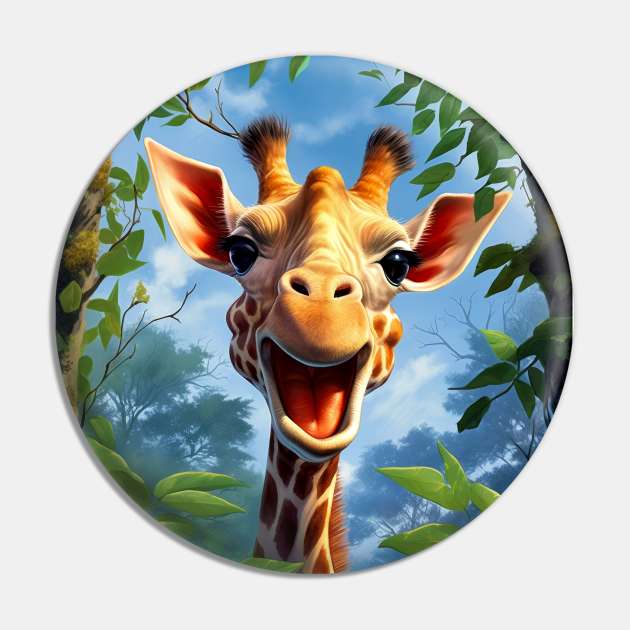 Cute Funny Happy Giraffe Jungle Portrait Pin by Juka