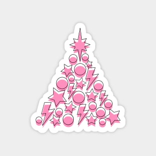 Pink Christmas Tree, Lightning, Star and Baubles Magnet