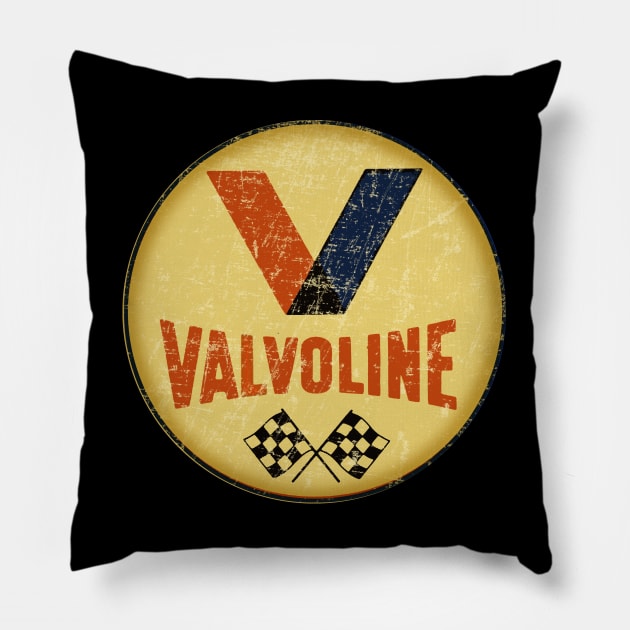 Valvoline Oil - Round Pillow by Midcenturydave