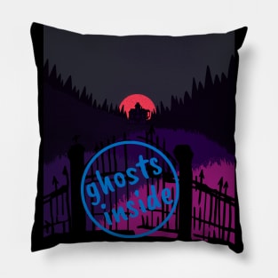 Ghosts Insinde Haunted House Halloween Design Pillow