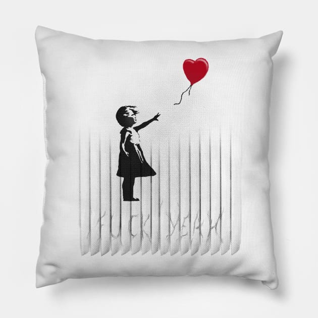 Banksy-ed Pillow by rakelittle