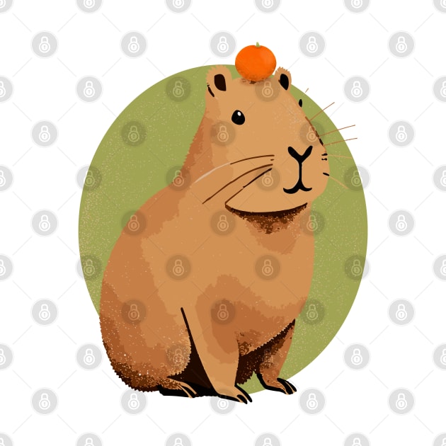 Capybara with Orange On head by valentinahramov