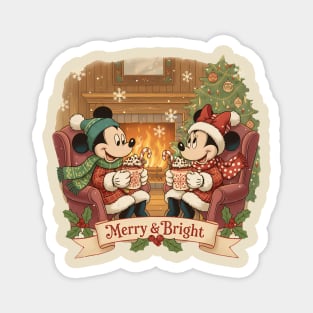 Mickey and Minnie Mouse Merry & Bright Christmas Magnet