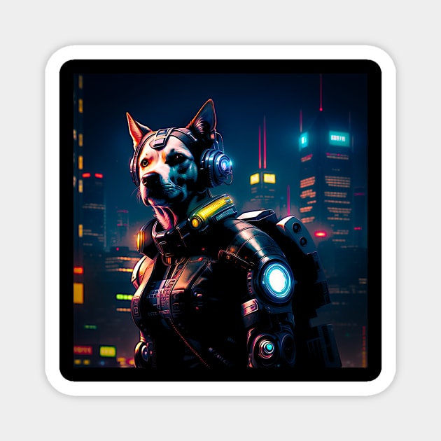 Cyberpunk Dog Magnet by Asylum Ink