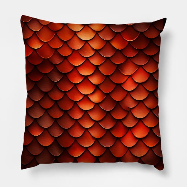 Red Dragon Scales - Dragon Skin Pattern Pillow by Pattern Wonderland 