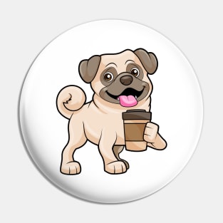 Pug with Coffee to go Pin