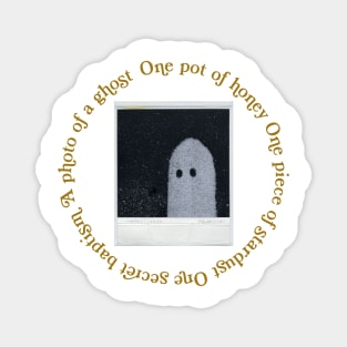 One pot of honey One piece of stardust One secret baptism A photo of a ghost Magnet