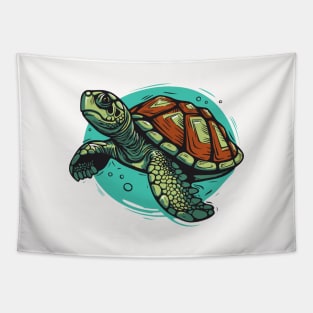 Beautiful Sea Turtle || Vector Art Illustration Tapestry