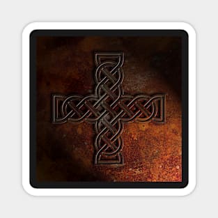 Celtic Knotwork Cross Rust Texture No 1 Repost Magnet