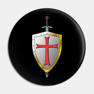 Templar Shield and Sword - Templar Knight Pin